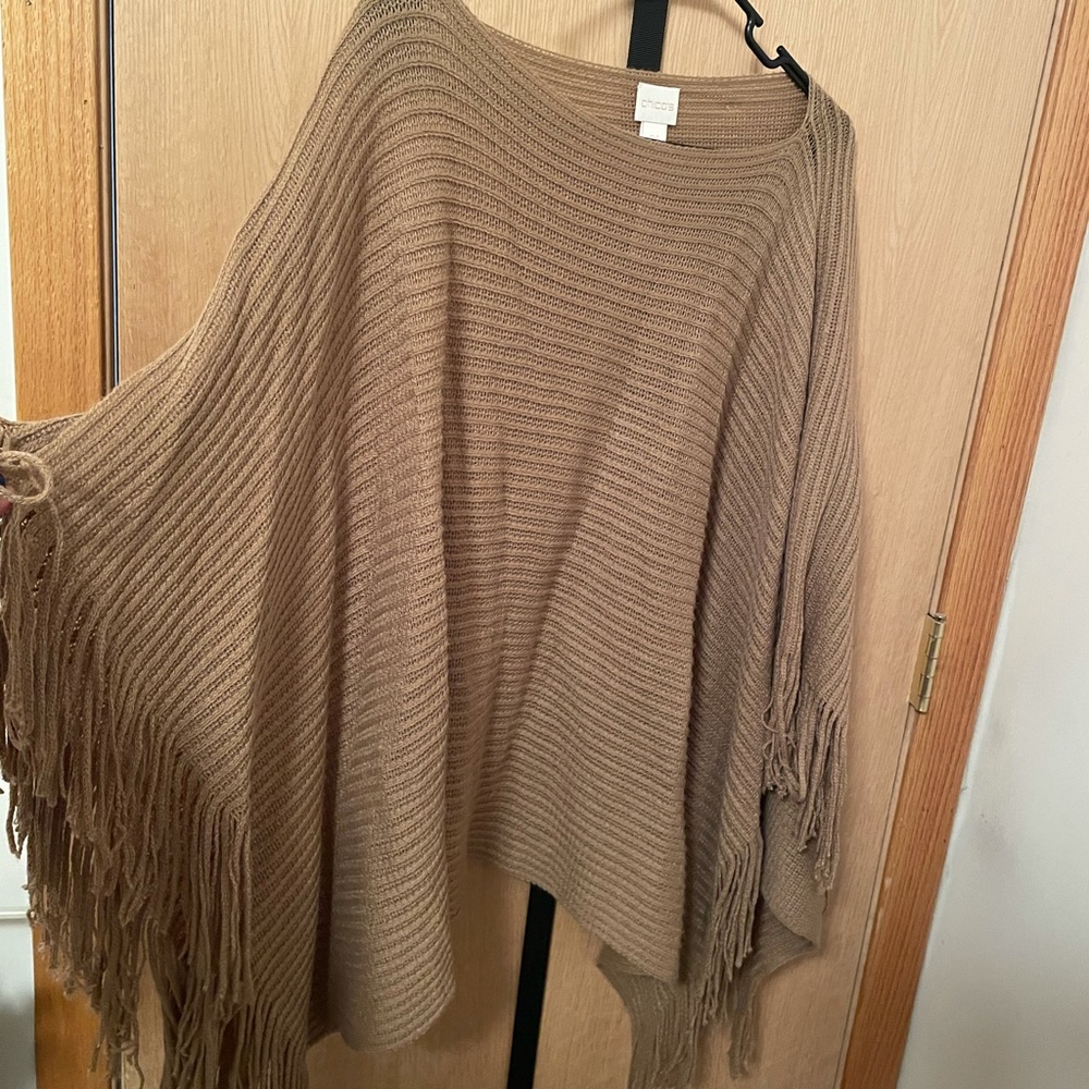 Brown Fringe Poncho